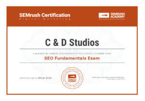 SEM Certificate of SEO - C & D Studios